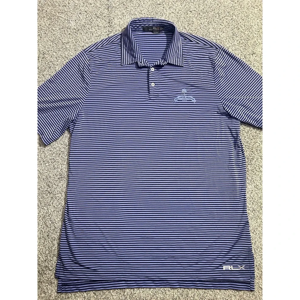 Ralph Lauren RLX Polo Shirt Mens XL 2012 U.S.‎ Junior Amateur Purple Stripe